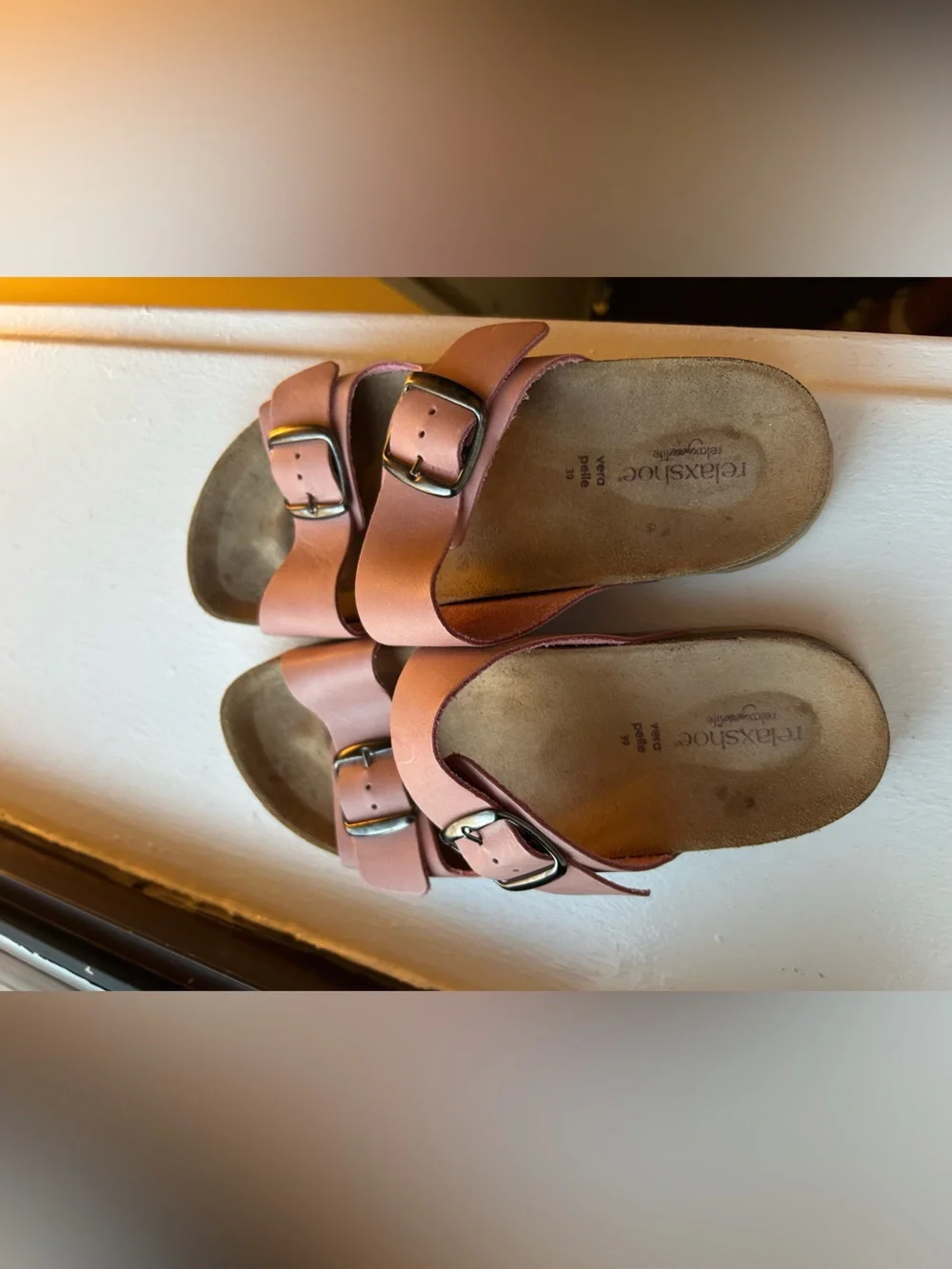 Relaxshoe Pink Double Buckle Slide Sandals Size 39
